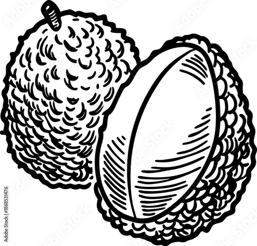 Lychee fruit whole and peeled, tropical exotic fresh sweet juicy food