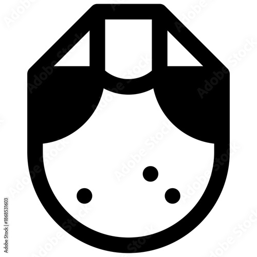 Pebble tool. Outlined stroke vector icon with black-filled details.