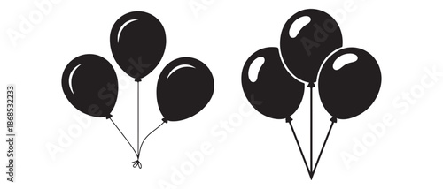 Balloon silhouette set party decoration icon
