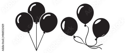 Balloon silhouette set party decoration icon
