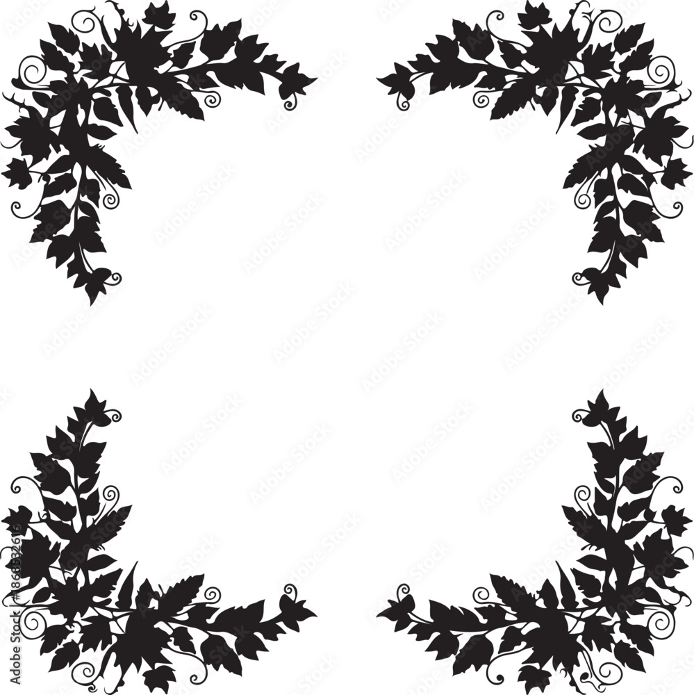 Obraz premium Decorative leaf corner design elements