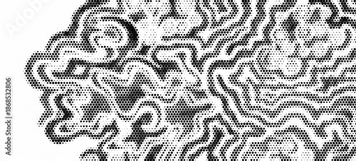 Pixelated bitmap gradient texture. Black and white dither pattern background. Abstract glitchy pattern. 8 bit video game screen wallpaper. Wide raster backdrop. Retro pixel art Illustration
