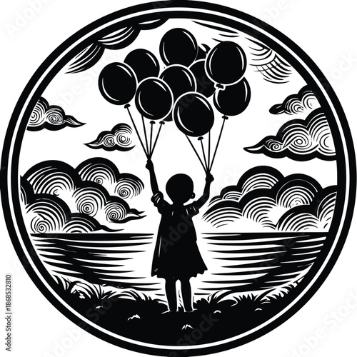 silhouette of a girl with a tree