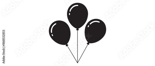 Balloon silhouette set party decoration icon
