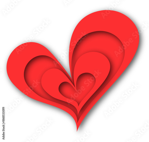 A free-form heart isolated on white in a cut-out paper style