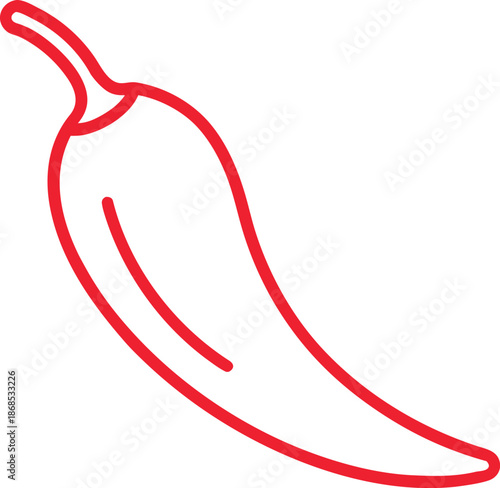 minimal red chili outline icon on transparent background