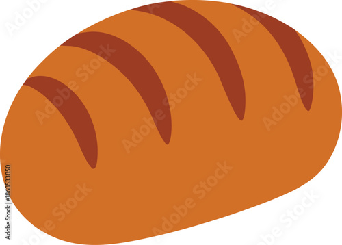 stylized brown loaf of bread icon on transparent background