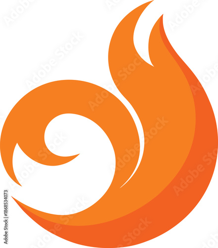 stylized orange fox tail swirl icon on transparent background