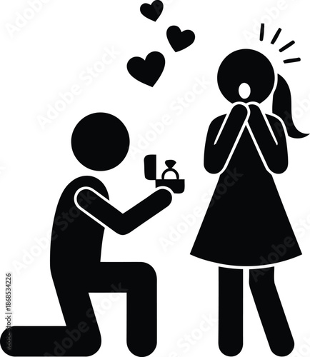 Man proposing marriage to woman with engagement ring