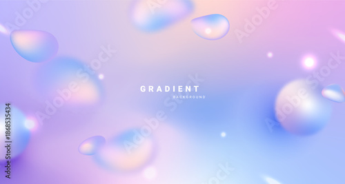 Soft pastel gradient background with floating abstract shapes. Vector illustration.