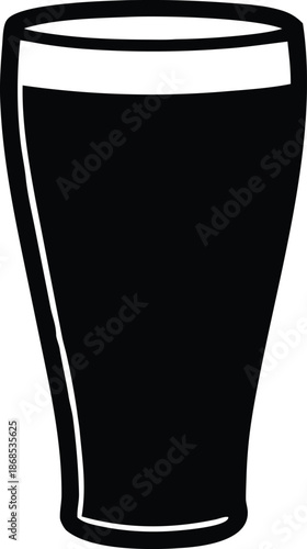 Black silhouette of a tall glass, Simple vector illustration of drinkware