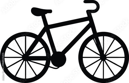 Black simple bicycle silhouette icon, Eco-friendly two-wheeled travel device