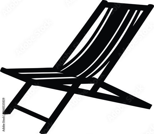 Classic black silhouette deck chair, Relaxing summer garden furniture icon