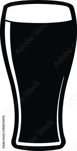 Stylized silhouette of a beer glass, Beverage container minimalist vector design