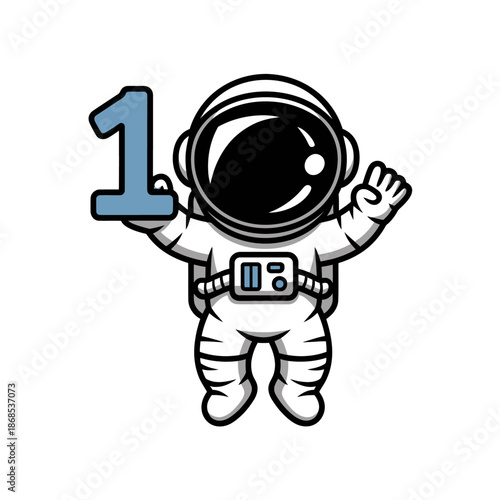 A cartoon astronaut wearing a space suit with a large helmet .