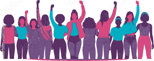 International women's day celebration silhouette isolated on transparent background