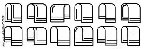 towel of humility Outline Icon Set. Maundy Thursday line art icons