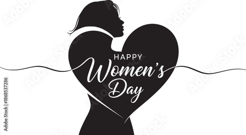 Happy women's day celebration silhouette isolated on transparent background