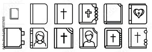 biblical remembrance Outline Icon Set. Maundy Thursday line art icons