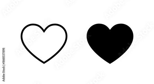 Black heart icon in generic style. Love, romantic symbol