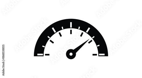 Simple gauge indicator showing a reading black and white graphic design silhouette