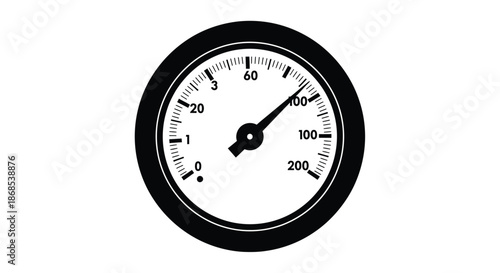 Detailed view of a pressure gauge with black outline displaying measurement readings silhouette