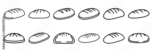 communion bread Outline Icon Set. Maundy Thursday line art icons