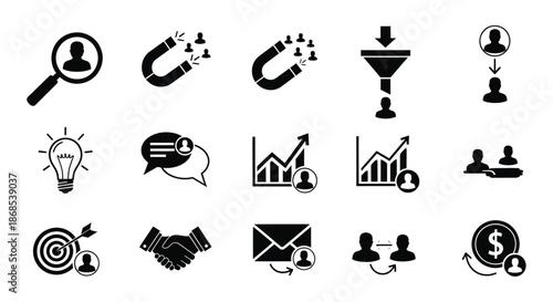 Business growth concepts with marketing tools strategy and human resources a silhouette
