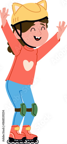 Girl Rollerblading With Helmet