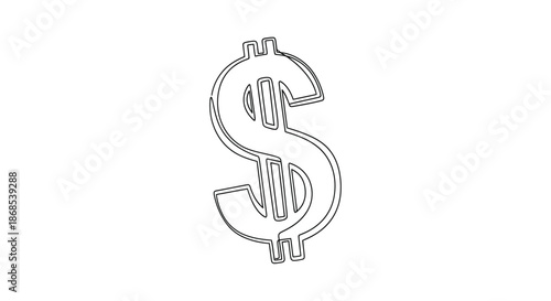 Detailed sketch of a dollar sign icon presented as a striking black silhouette