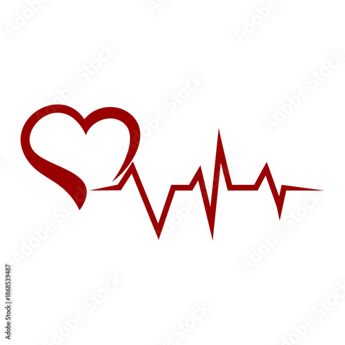 Heartbeat vector icon in red color