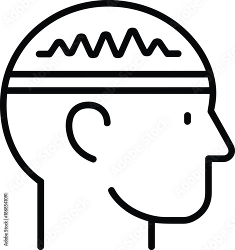 Stylized head icon showing brainwaves and a headband