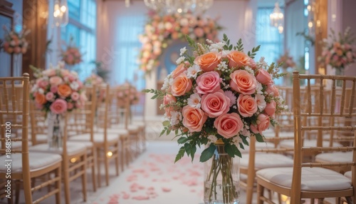 Wallpaper Mural Stunning Wedding Venue Decorated with Beautiful Floral Arrangements in Soft Pink and Orange Torontodigital.ca