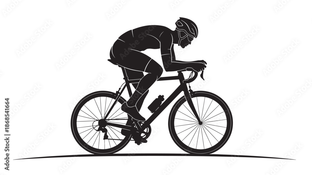 Fototapeta premium A striking silhouette of a cyclist intensely focused on racing showcasing speed and athletic prowess