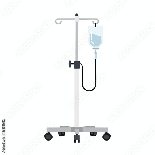 Medical IV Fluid Stand with Saline Solution Bag