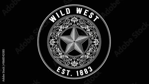 Wild West Est 1883 Emblem Star Design.