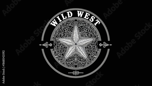Wild West Lone Star Emblem with Ornate Details.