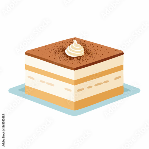 Flat Design Tiramisu Slice Icon