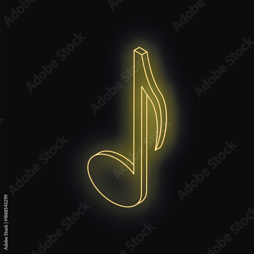 Glowing golden eighth note symbolizing music, melody, and rhythm on a dark background