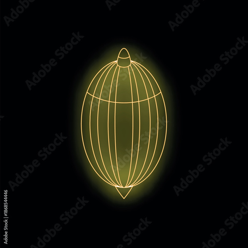 Neon outline of a lemon shining on a dark background, creating a vibrant and eye catching image