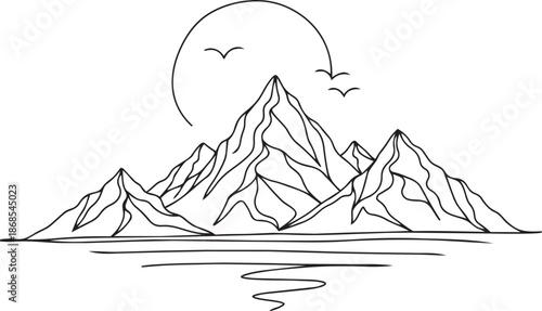 Silhouette Airplane Flying Past Moon Travel Night Flight Concept Minimalist Graphic Black White High Contrast Isolated Aviation Journey Vector Illustration Square Design Art