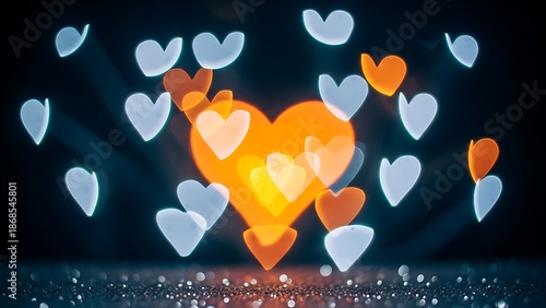 Radiant hearts illuminating love illustration