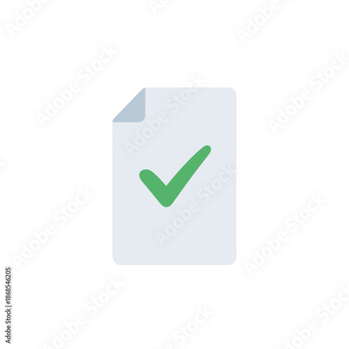 A clean minimalist illustration of a document with a green checkmark, symbolizing approval or completion