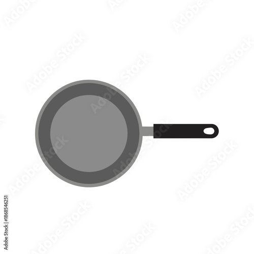 A top-down view of a simple, modern frying pan with a black handle, perfect for cooking and kitchen illustration