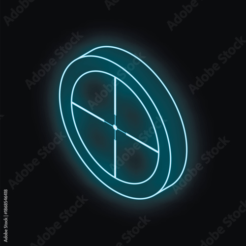Neon blue crosshair glowing on a dark background, symbolizing targeting, precision, focus, and accuracy