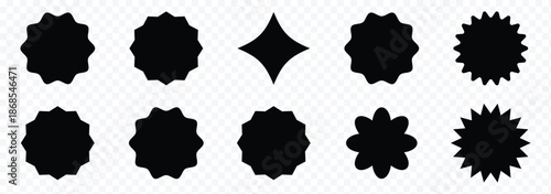 red starburst sale sticker tag icons set vector illustration collection style. Price tag, quality mark badges. Template banner shopping badges. Special offer, discount, sale, shop black friday sticker