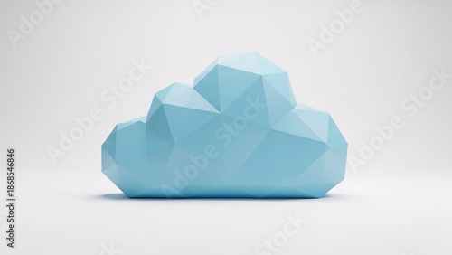 Geometric blue cloud illustration on white background for technology concepts