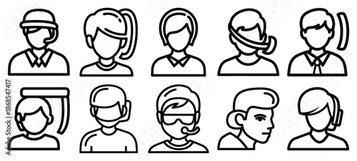 health support medical health care outline icon set, line art minimal design