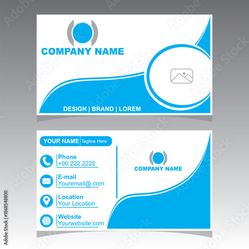 Modern Corporate Business Card Template with Blue Wave Design and Professional Creative Stationery Layout for Business Branding Identity