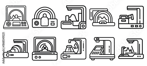 medical scan medical health care outline icon set, line art minimal design